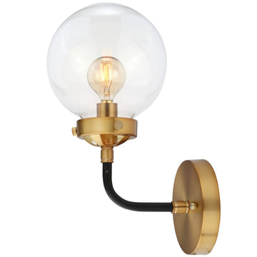 Caleb Brass Vanity Wall Sconce Clear - JONATHAN Y